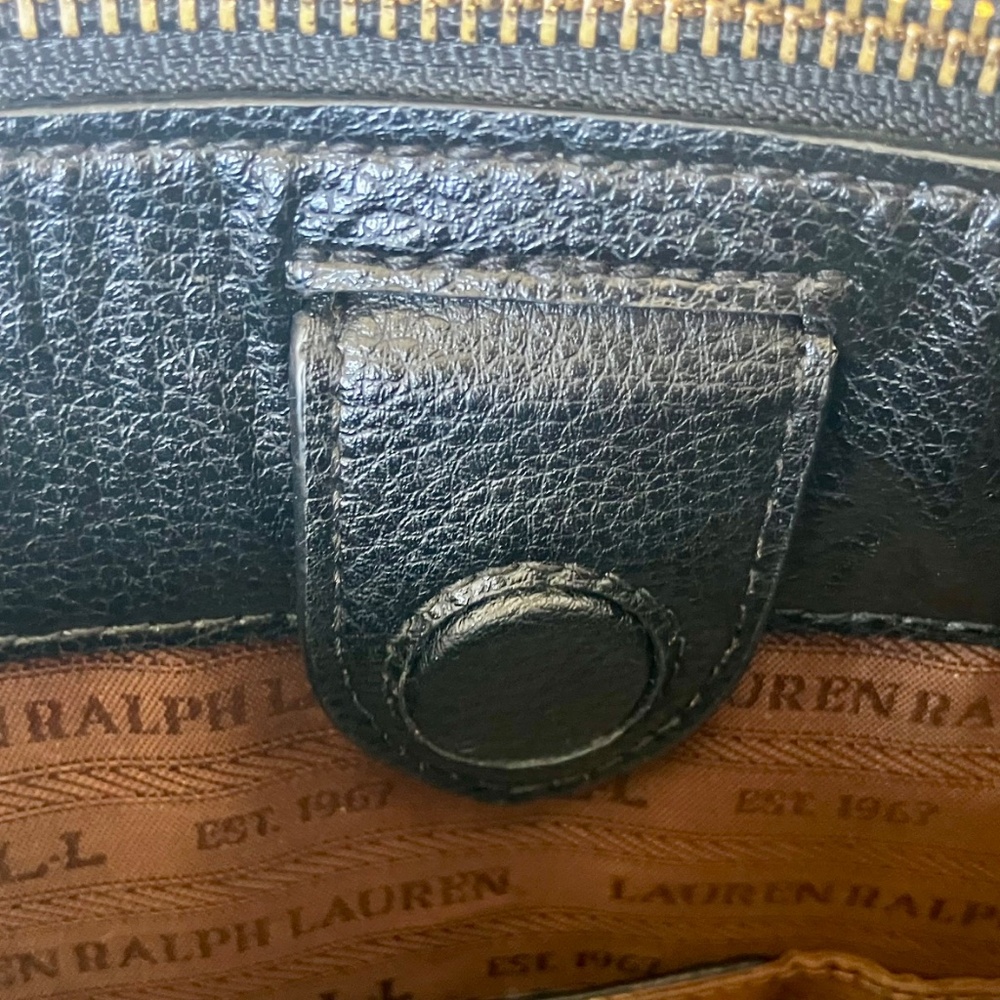 Ralph Lauren Large Black Vintage Pebbled Leather Lauren Bag - Picture 14 of 16